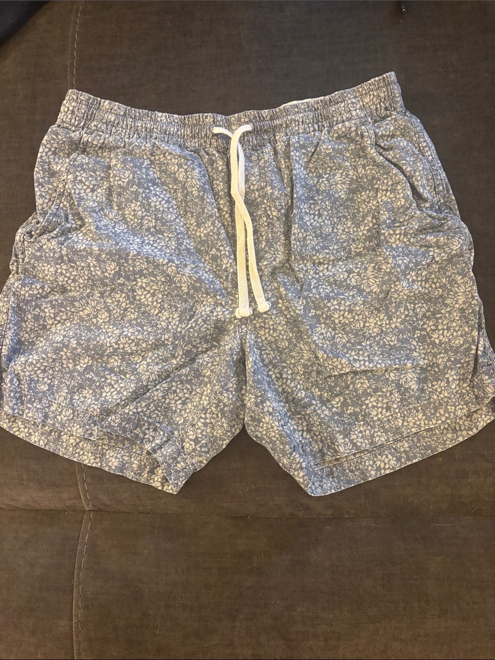 J. Crew Light Blue Floral Drawstring Swim/Beach Shorts